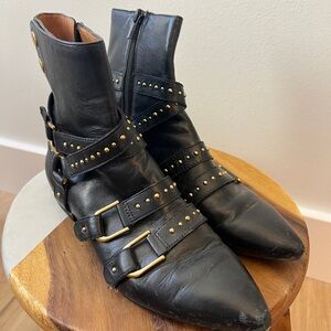 & Other Stories Studded Black Leather Ankle Boots